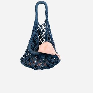 Blue Woven Bohemian Tote Bag